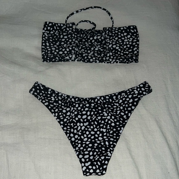 Zaful Bandeau Swim Black and White Patterned Bikini Size S - Picture 3 of 3